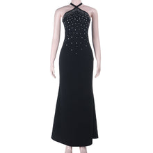 Load image into Gallery viewer, Autumn Winter Halter Party Dinner Rhinestone Sexy Backless Elegant Dress