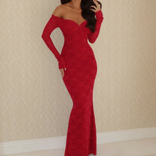 Load image into Gallery viewer, Lace off Shoulder Long Sleeve Dress Autumn Sexy Sheath Dress
