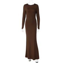 Load image into Gallery viewer, Autumn Winter Solid Color Elegant Sexy Backless Formal Dress Chain Long Sleeve Slim Dress