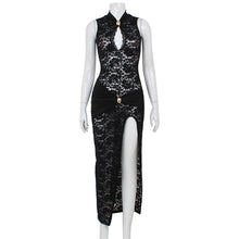 Load image into Gallery viewer, Sexy Hollow Out Cutout out Lace Design Sleeveless Slim Cheongsam High Slit Dress Women