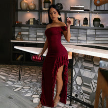 Load image into Gallery viewer, Women Clothing Slim Fit Slit Dress Sexy off the Shoulder Maxi Dress Women