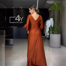 Load image into Gallery viewer, Summer Collar Solid Color Long Sleeve Slim Fit Slit Noble Dress