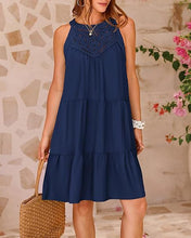 Load image into Gallery viewer, Women Clothing Popular Hollow Out Cutout Lace Stitching Halter A line Dress