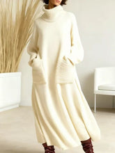 Load image into Gallery viewer, High Neck Woolen Dress Loose Woolen Coat