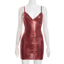 Load image into Gallery viewer, Women Clothing Winter Solid Color Sleeveless Stitching Bronzing Strap Tight Short Dress
