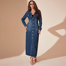 Load image into Gallery viewer, Women Clothing Denim Button Cardigan Coat Dress