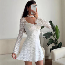 Load image into Gallery viewer, Women Clothing Autumn Winter Women Dress Sexy Square-Neck Lace Long Sleeve Slim Fit Sheath Dress Women