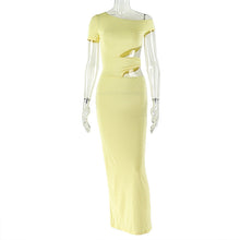 Load image into Gallery viewer, Solid Color Elegant Women Sheath Slim Fit One Step Dress Hollow Out Cutout Asymmetric Dress Evening Party Dress