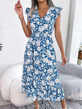 Load image into Gallery viewer, Spring Summer Casual Wooden Ear Floral Waist Slimming Maxi Dress Holiday Dress Women Clothing