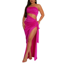 Load image into Gallery viewer, Supply Women Wear Solid Color Diagonal Collar Sexy Tube Top Split Dress
