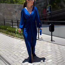 Load image into Gallery viewer, Summer Collar Solid Color Long Sleeve Slim Fit Slit Noble Dress