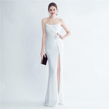 Load image into Gallery viewer, Gathers Sequ Handmade Floral Split Sling Simple Evening Dress