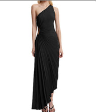 Load image into Gallery viewer, Women Clothing One Shoulder Diagonal Collar Pleated Hollow Out Cutout Dress