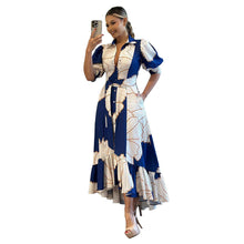 Load image into Gallery viewer, Irregular Asymmetric High Waist Elegant Shirt Cardigan Printed Dress Dress