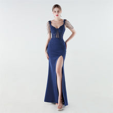 Load image into Gallery viewer, Heavy Industry Boning Corset Waist Binding Rhinestone Floral Evening Dress