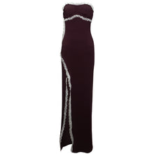 Load image into Gallery viewer, Sexy Lace Tube Top High Waist Sheath Split Solid Color Long Patchwork Dress