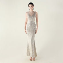 Load image into Gallery viewer, High Neck Fishtail Evening Dress Pearl Embroidery Sequined Crystal Diamond Decorations Red Carpet Wedding Cocktail Dress