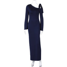 Load image into Gallery viewer, Women Clothing Autumn Sexy off Shoulder Waist Split Long Sleeve Dress Women
