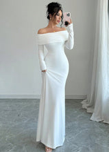 Load image into Gallery viewer, Women Clothing Autumn off Shoulder Four Sided Stretch Dress Tight off Shoulder Long Formal Dress