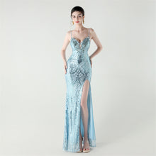 Load image into Gallery viewer, Bead Tube Craft Boning Corset Lace Waist Controlled Sequined Slim Slimming Cocktail Evening Dress
