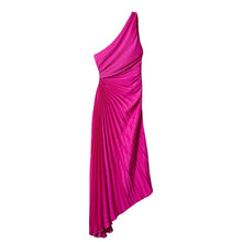 Load image into Gallery viewer, Women Clothing One Shoulder Diagonal Collar Pleated Hollow Out Cutout Dress