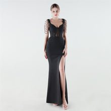 Load image into Gallery viewer, Heavy Industry Boning Corset Waist Binding Rhinestone Floral Evening Dress