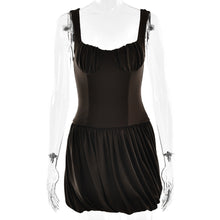 Load image into Gallery viewer, Strap Tube Top Dress Sexy Waist Trimming Solid Color Pleated Sleeveless Dress