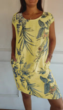 Load image into Gallery viewer, Women Clothing Summer Cotton Linen round Neck Printed with Pocket