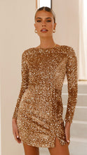 Load image into Gallery viewer, Dress Southeast Asia Backless Sequined Long Sleeve Ladies Party Dress
