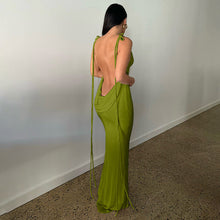Load image into Gallery viewer, Clothing Summer Sexy Slim Dress Lace up Backless Sheath Dress Long Dress for Women