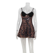 Load image into Gallery viewer, Best Seller in Sexy Leopard Print Strappy Low Cut Lace Stitching High Waist A line Slim Fit Sexy Dress Women