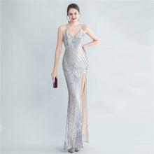 Load image into Gallery viewer, High Density Sequ Binding Waist Shaping Side Slit High End Evening Dress