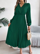 Load image into Gallery viewer, Spring Summer Elegant V neck Lace Cinched Pleated Maxi Dress Women Clothing