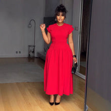 Load image into Gallery viewer, Elegant Elastic Waist Tightening Pleated Flounced Sleeve Lace Dress