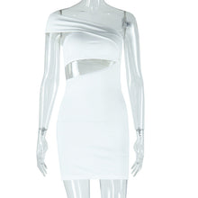 Load image into Gallery viewer, Women Clothing Solid Color Dress Sexy Diagonal Collar Cold Shoulder Sleeveless Hip Dress