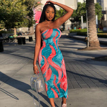 Load image into Gallery viewer, Women Clothing Spring Summer Colorful Tie Dye off Shoulder Tube Top Dress