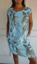 Load image into Gallery viewer, Women Clothing Summer Cotton Linen round Neck Printed with Pocket