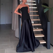 Load image into Gallery viewer, Summer Sexy Tube Top Satin Sleeveless Stitching Solid Color Dress