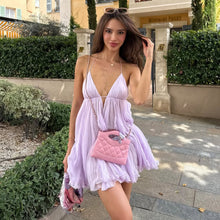 Load image into Gallery viewer, V neck Sexy Strap a Swing Tulle Tutu Dress Women Vacation Sexy Backless Sling