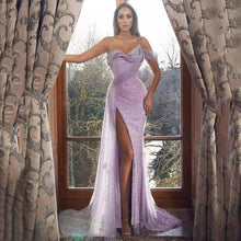 Load image into Gallery viewer, Arrival Women Clothing Dress Cami Dress Split Sequined Irregular Asymmetric Evening Dress
