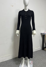 Load image into Gallery viewer, Dehaired Angora Covering Yarn Slimming Patchwork Long Sleeved Knitted Maxi Dress Casual Waist Tight Maxi Dress for Women