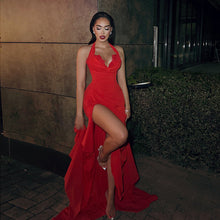 Load image into Gallery viewer, Sexy Suspenders Halter Split Sexy Backless Women Dress