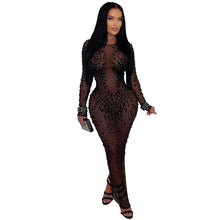 Load image into Gallery viewer, Women Wear Sexy Sheer Mesh Rhinestone Sheath Dress