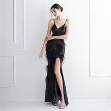 Load image into Gallery viewer, Floral Craft Beading Craft Imported Wool Dress Long Cocktail Slim Fit Evening Dress Elegant