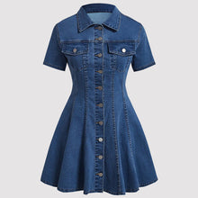 Load image into Gallery viewer, Women Clothing Denim Short Sleeved Cardigan Waist Tight Dress