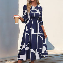 Load image into Gallery viewer, Fall Women Clothing Smocking Long Sleeve Printing Dress