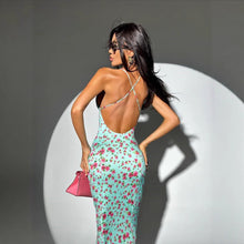 Load image into Gallery viewer, Spring Summer Waist Slimming Elegant Floral Strap Dress Deep V Plunge Vacation