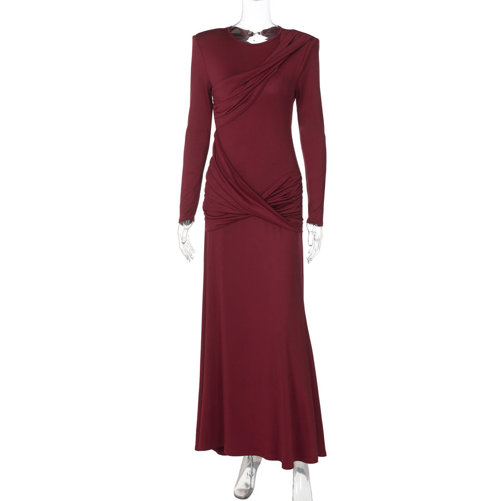 Women Clothing Autumn Sexy Backless Elegant Slim Fit Long Sleeve Sheath Dress Women