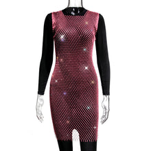 Load image into Gallery viewer, Rhinestone Fishnet Top Summer Popular Mesh Rhinestone Women Clothing Short Sleeve