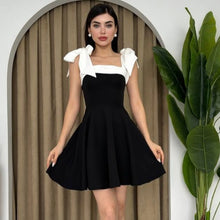 Load image into Gallery viewer, Summer Women Clothing Elegant Stitching Lace up Square Neck Cinched Slimming Dress